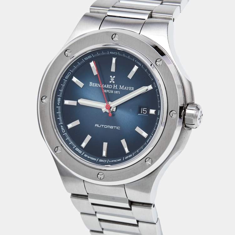 Pre Owned Bernhard H. Mayer Blue Stainless Steel Limited Edition Empire Portus BH51T/CW Men's Wristwatch 44 mm