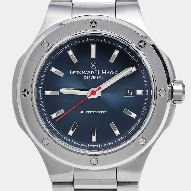 Pre Owned Bernhard H. Mayer Blue Stainless Steel Limited Edition Empire Portus BH51T/CW Men's Wristwatch 44 mm