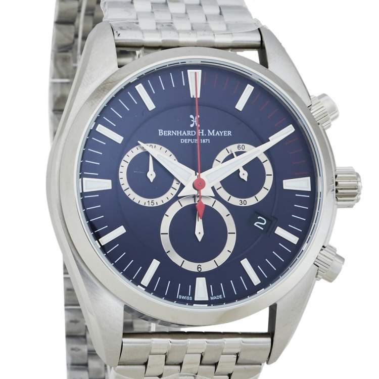 Pre Owned Bernhard H. Mayer Blue Stainless Steel Ascent Chronograph BH06/CW Men's Wristwatch 44 MM