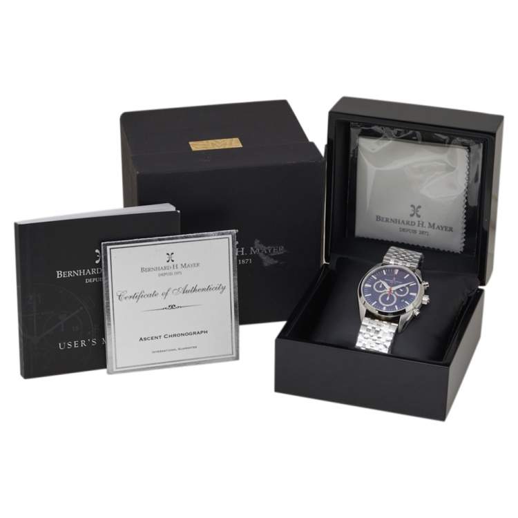 Pre Owned Bernhard H. Mayer Blue Stainless Steel Ascent Chronograph BH06/CW Men's Wristwatch 44 MM