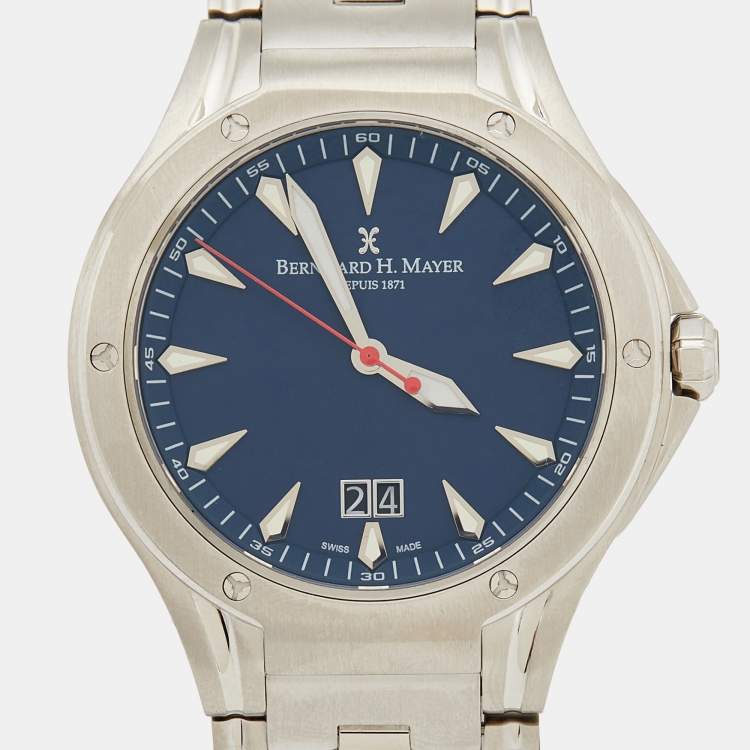 Pre Owned Bernhard H. Mayer Blue Stainless Steel Le Classique BH40P/CW Men's Wristwatch 42 mm 