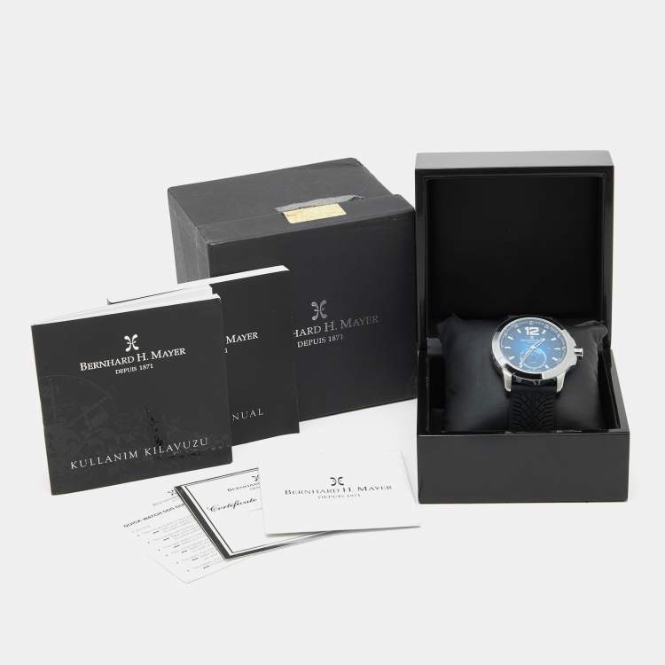 Pre Owned Bernhard H. Mayer Blue Stainless Steel Silicone Drift BH01P/CW Men's Wristwatch 44 mm