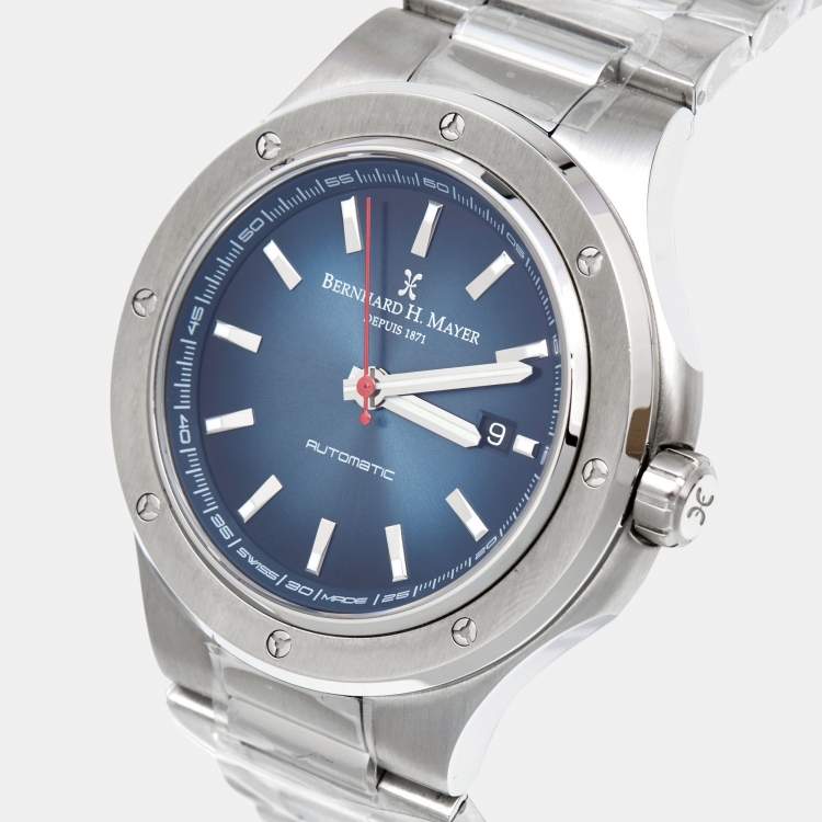 Pre Owned Bernhard H. Mayer Blue Stainless Steel Empire Portus BH51T/CW Men's Wristwatch 44 mm