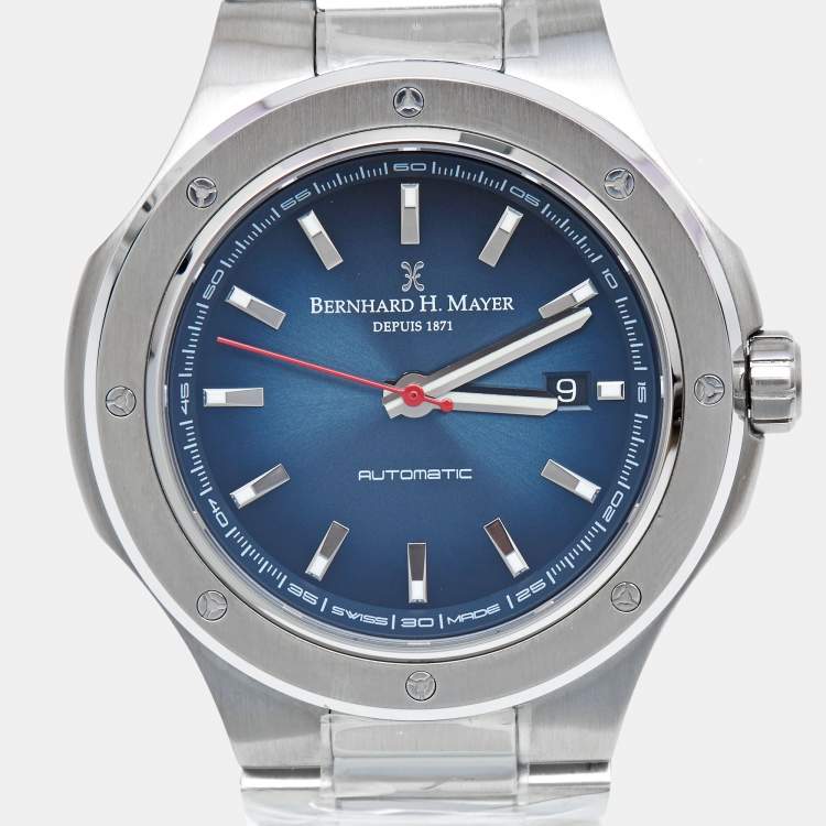 Pre Owned Bernhard H. Mayer Blue Stainless Steel Empire Portus BH51T/CW Men's Wristwatch 44 mm