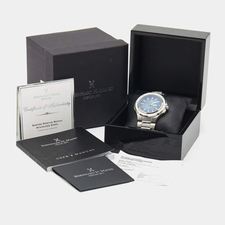 Pre Owned Bernhard H. Mayer Blue Stainless Steel Empire Portus BH51T/CW Men's Wristwatch 44 mm