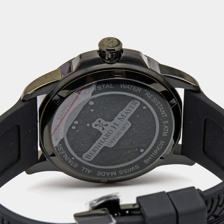 Pre Owned Bernhard H.Mayer Black PVD Coated Stainless Steel Silicone Drift Glider BH11P/CW Men's Wristwatch 44 mm