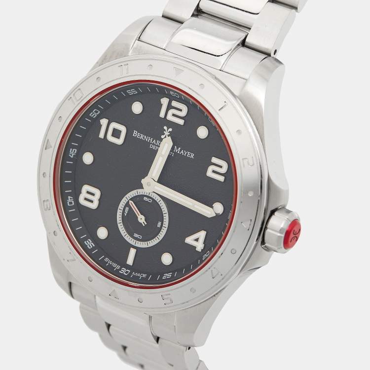 Pre Owned Bernhard H. Mayer Black Stainless Steel Drifter Racer BH50TMCR/CW Men's Wristwatch 44 mm