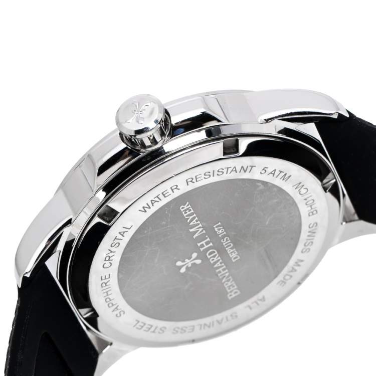 Pre Owned Bernhard H. Mayer Blue Stainless Steel Black Silicon Drift Men's Wristwatch 44 mm