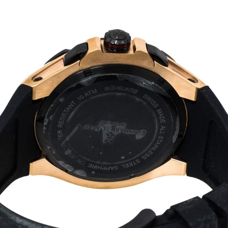 Pre Owned Bernhard H. Mayer Black Rose Gold Plated Steel Victor Chronograph Men's Wristwatch 50 mm