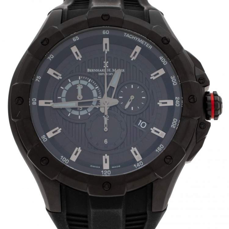 Pre Owned Bernhard H. Mayer Black Stainless Steel Victor Chronograph Men's Wristwatch 50 mm