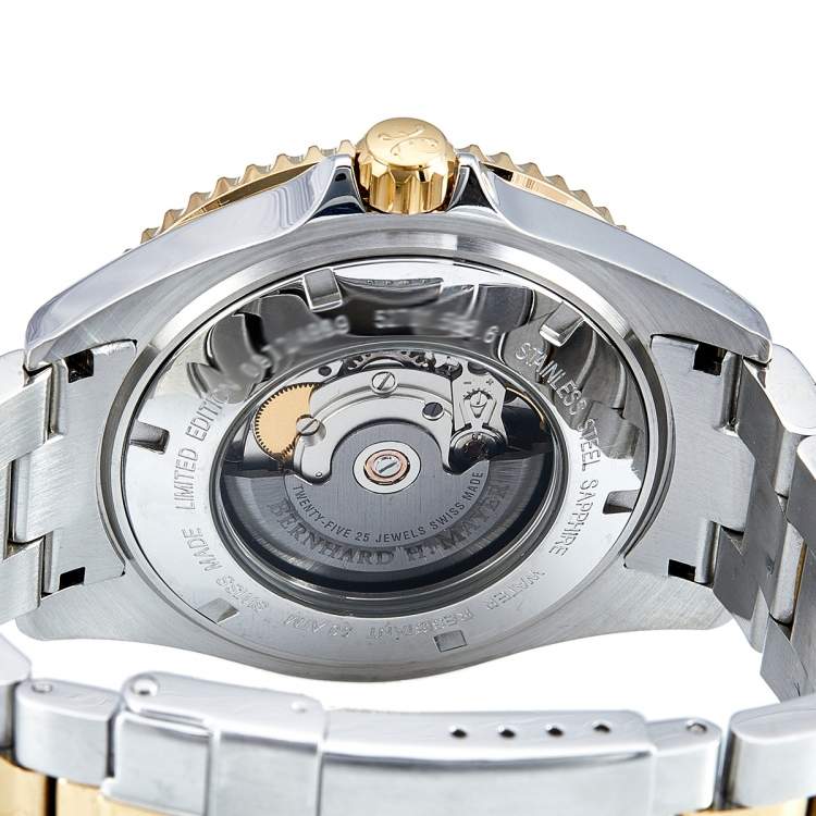 Pre Owned Bernhard H Mayer Black Stainless Steel Nauticus Royale II Men's Wristwatch 45 mm