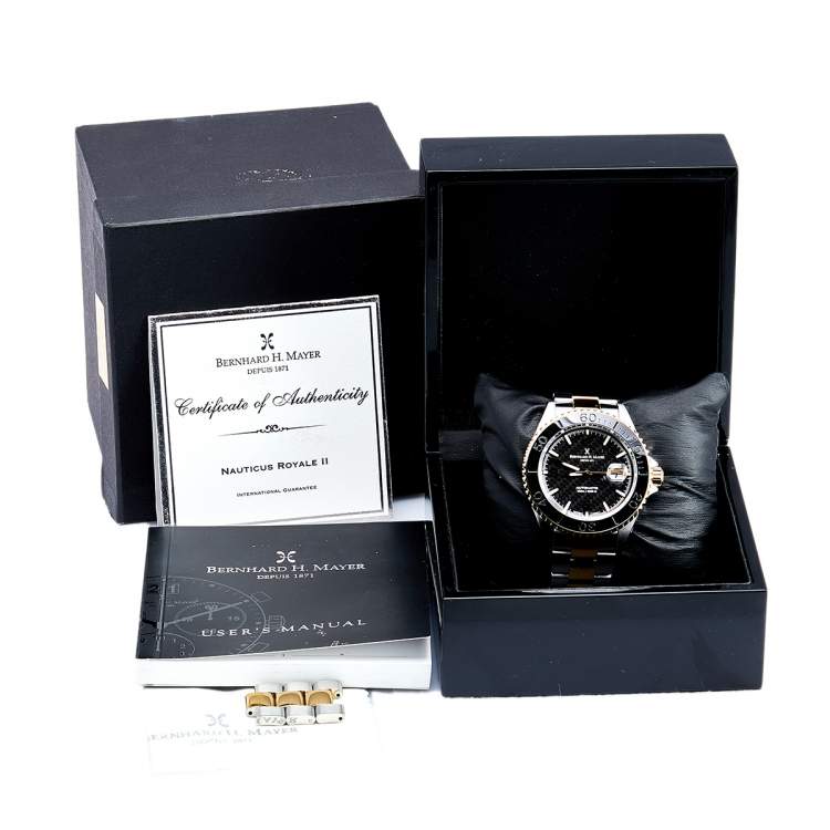 Pre Owned Bernhard H Mayer Black Stainless Steel Nauticus Royale II Men's Wristwatch 45 mm