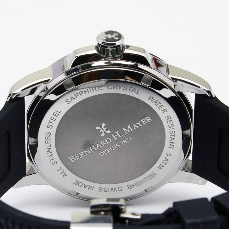 Pre Owned Bernhard H. Mayer Blue Stainless Steel Black Silicon Drift Men's Wristwatch 44 mm