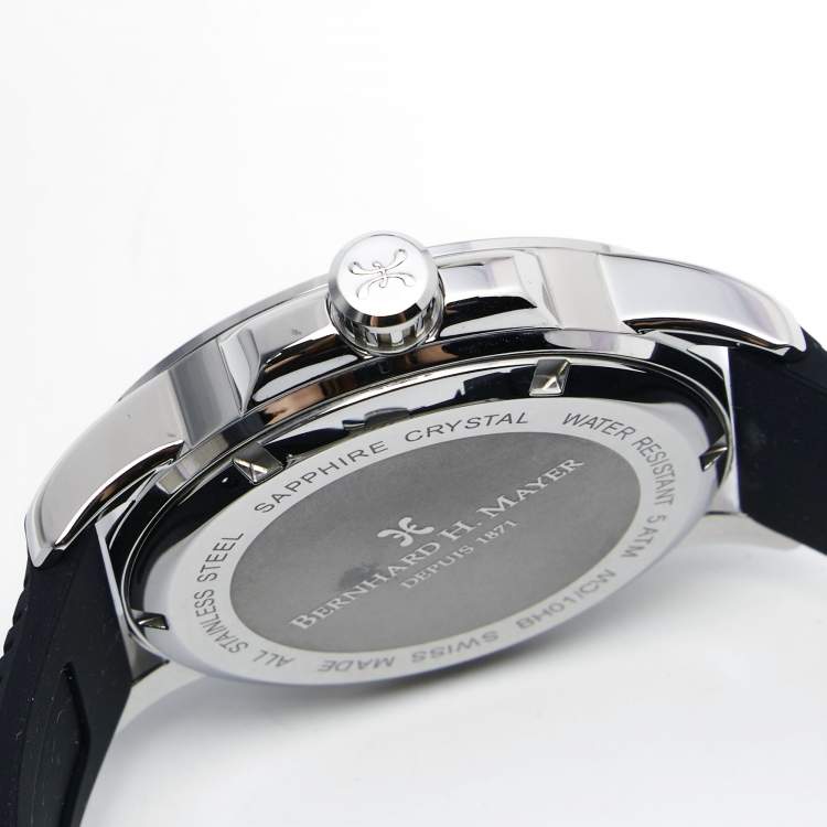 Pre Owned Bernhard H. Mayer Blue Stainless Steel Black Silicon Drift Men's Wristwatch 44 mm
