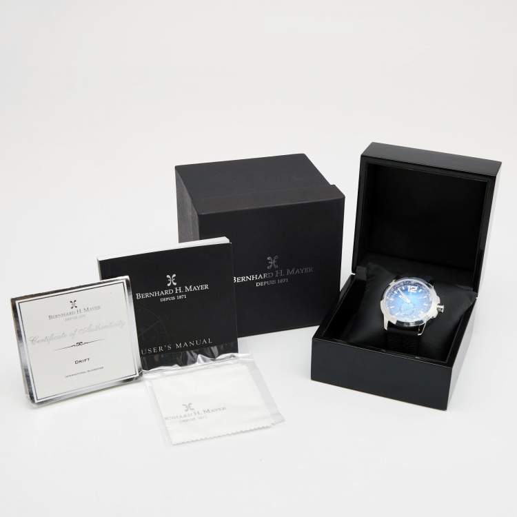 Pre Owned Bernhard H. Mayer Blue Stainless Steel Black Silicon Drift Men's Wristwatch 44 mm