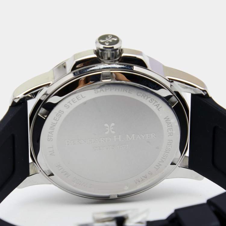 Pre Owned Bernhard H. Mayer Blue Stainless Steel Black Silicon Drift Men's Wristwatch 44 mm