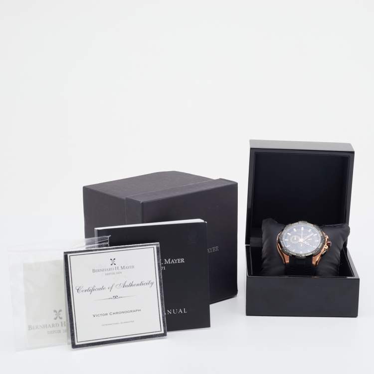 Pre Owned Bernhard H Mayer Black Two Tone Stainless Steel Rubber Victor Chronograph Men's Wristwatch 50 mm
