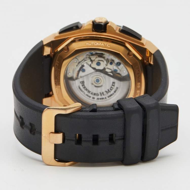 Pre Owned Bernhard H Mayer Black Ceramic Rose Gold PVD Stainless Steel Rubber Exemplar Rose Gold Limited Edition Men's Wristwatch 46 mm