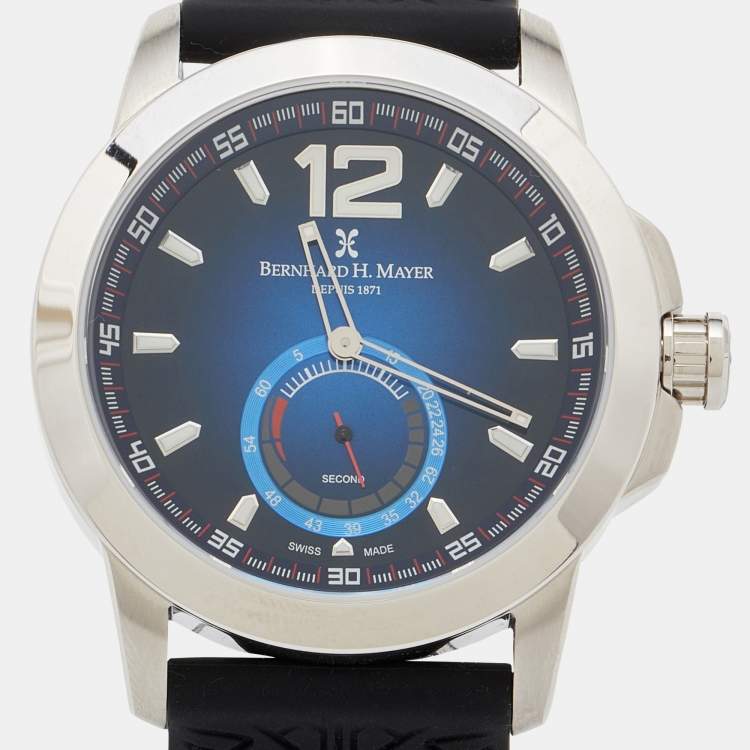 Pre Owned Bernhard H. Mayer Blue Stainless Steel Silicone Drift BH01P/CW Men's Wristwatch 44 mm