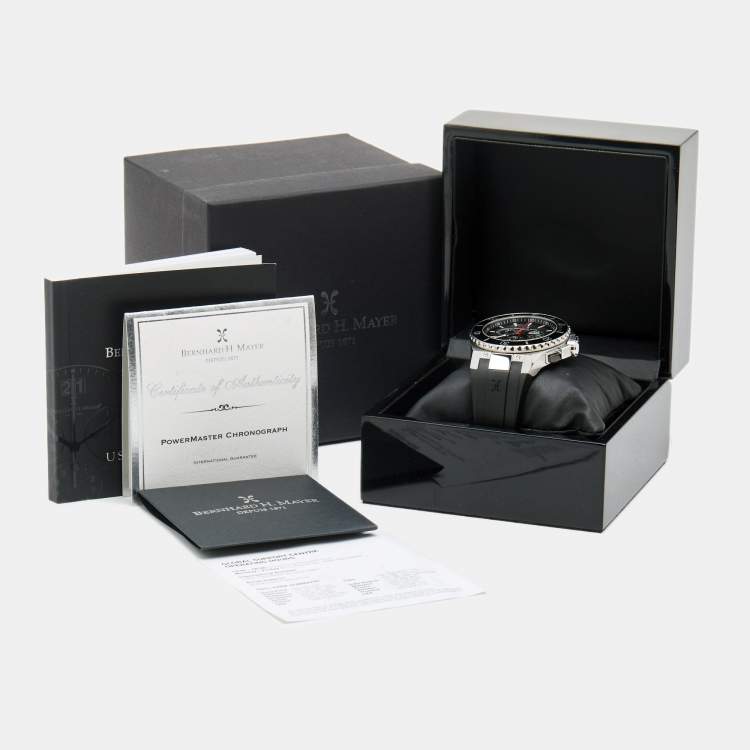 Pre Owned Bernhard H. Mayer Black Stainless Steel Rubber PowerMaster Chronograph BH43T/CW Men's Wristwatch 44 mm