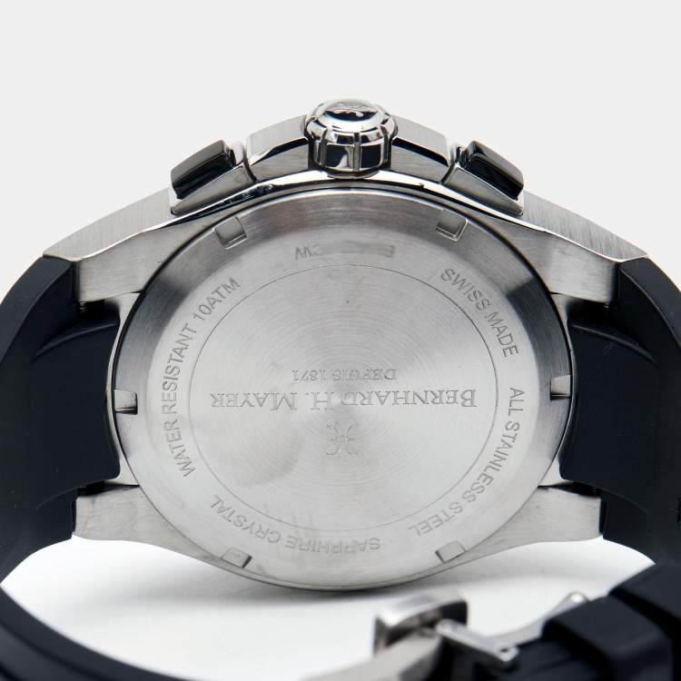 Pre Owned Bernhard H. Mayer Black Stainless Steel Rubber PowerMaster Chronograph BH43T/CW Men's Wristwatch 44 mm