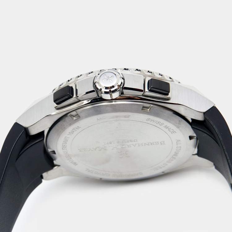 Pre Owned Bernhard H. Mayer Black Stainless Steel Rubber PowerMaster Chronograph BH43T/CW Men's Wristwatch 44 mm