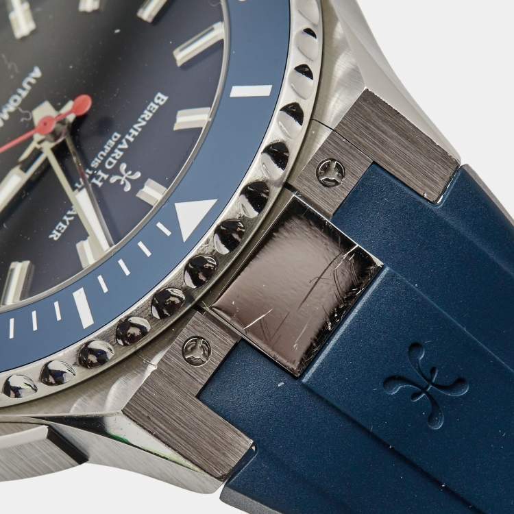 Pre Owned Bernhard H. Mayer Blue Ceramic Stainless Steel Rubber Limited Edition PowerMaster Blue BH44T/CW Men's Wristwatch 44 mm