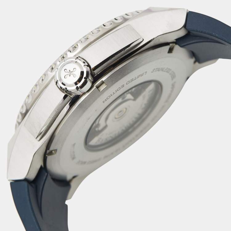 Pre Owned Bernhard H. Mayer Blue Ceramic Stainless Steel Rubber Limited Edition PowerMaster Blue BH44T/CW Men's Wristwatch 44 mm