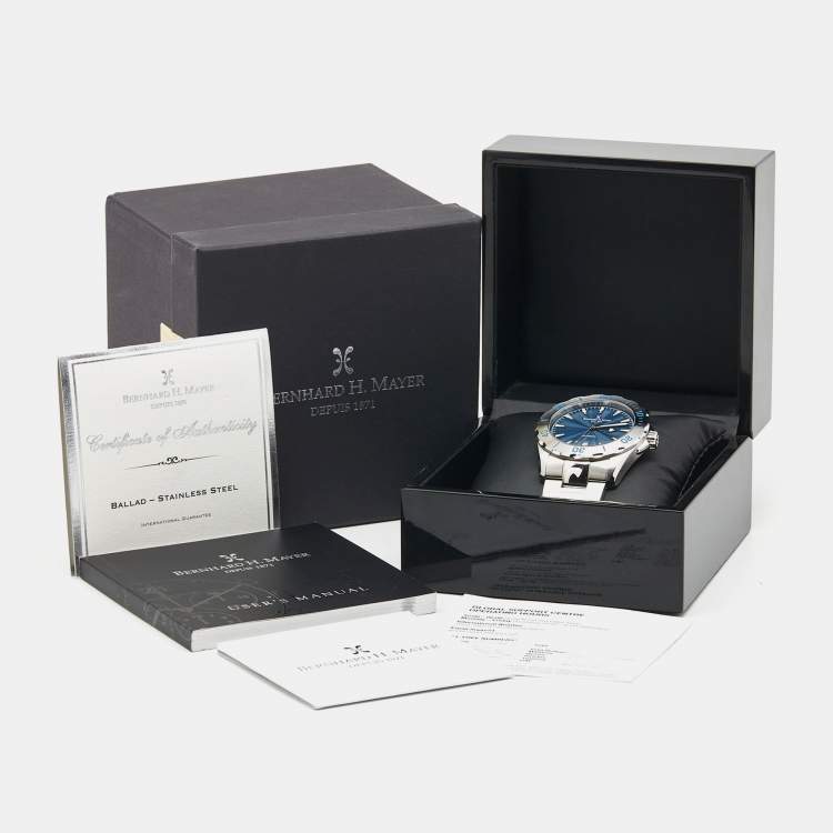 Pre Owned Bernhard H. Mayer Blue Stainless Steel Ballad BHO5/CWR Men's Wristwatch 44 mm