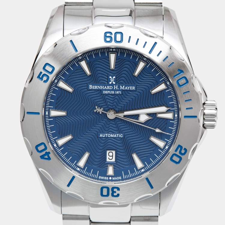 Pre Owned Bernhard H. Mayer Blue Stainless Steel Ballad BHO5/CWR Men's Wristwatch 44 mm