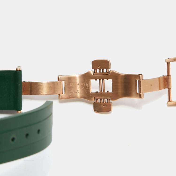 مملوكة مسبقًا Bernhard H. Mayer Green Ceramic Rose Gold PVD Plated Stainless Steel Rubber Limited Edition PowerMaster BH45T/CW Men's Wristwatch 44 mm