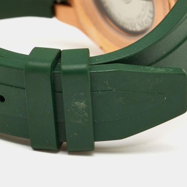 مملوكة مسبقًا Bernhard H. Mayer Green Ceramic Rose Gold PVD Plated Stainless Steel Rubber Limited Edition PowerMaster BH45T/CW Men's Wristwatch 44 mm