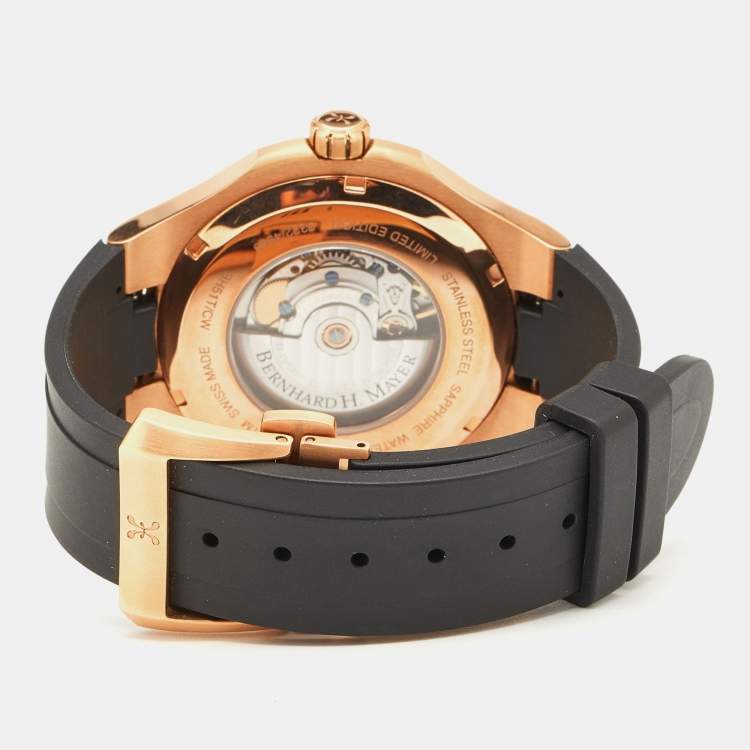 Pre Owned Bernhard H. Mayer Black PVD Plated Stainless Steel Rubber Empire Portus BH51T/CW Men's Wristwatch 44 mm