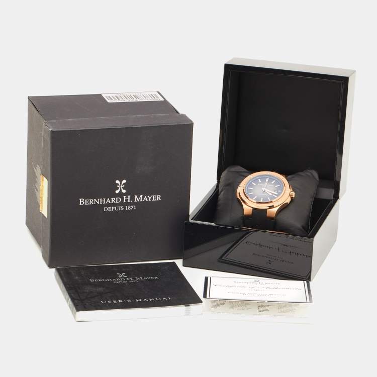 Pre Owned Bernhard H. Mayer Black PVD Plated Stainless Steel Rubber Empire Portus BH51T/CW Men's Wristwatch 44 mm