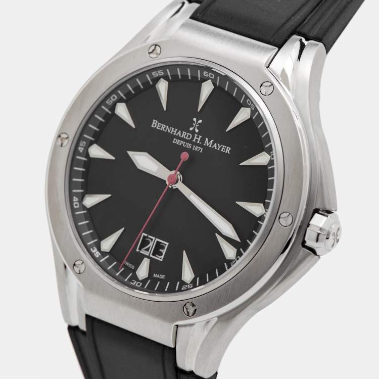 Pre Owned Bernhard H. Mayer Black Stainless Steel Rubber Le Classique BH33P/CW Men's Wristwatch 42 mm