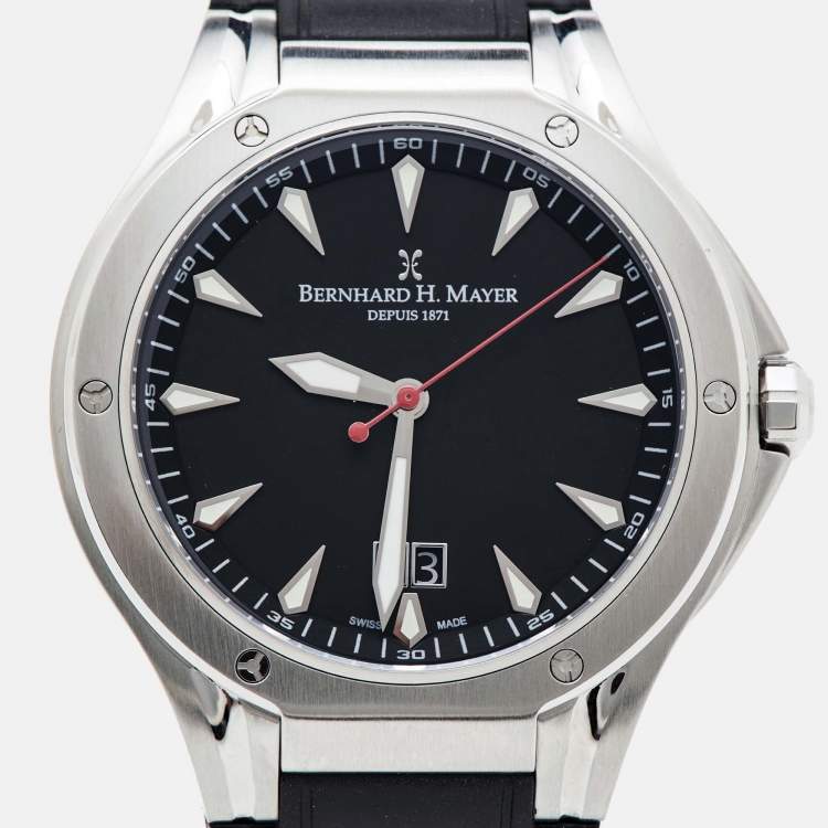 Pre Owned Bernhard H. Mayer Black Stainless Steel Rubber Le Classique BH33P/CW Men's Wristwatch 42 mm