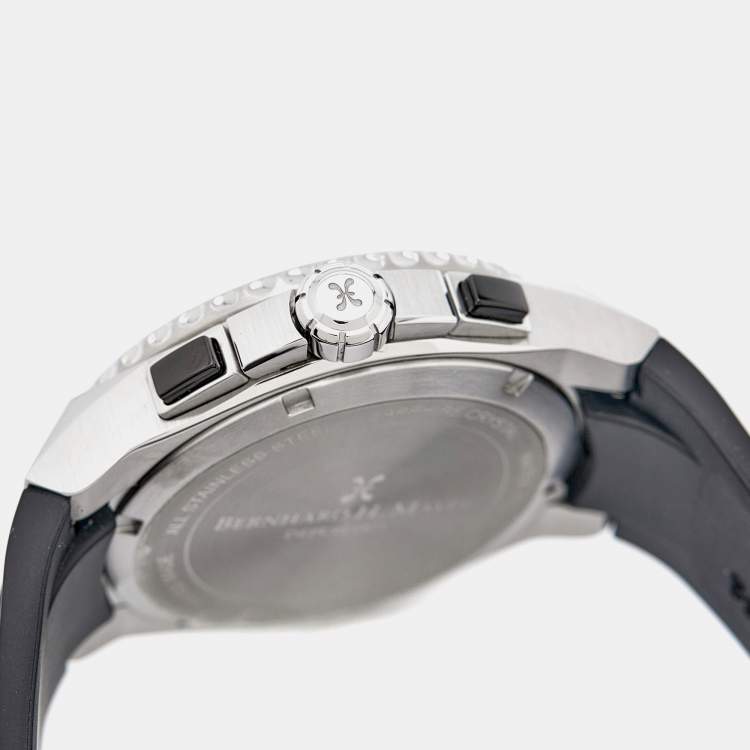 Pre Owned Bernhard H.Mayer Black Stainless Steel Rubber BH43T/CW Men's Wristwatch 44 mm