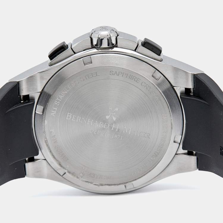 Pre Owned Bernhard H.Mayer Black Stainless Steel Rubber BH43T/CW Men's Wristwatch 44 mm