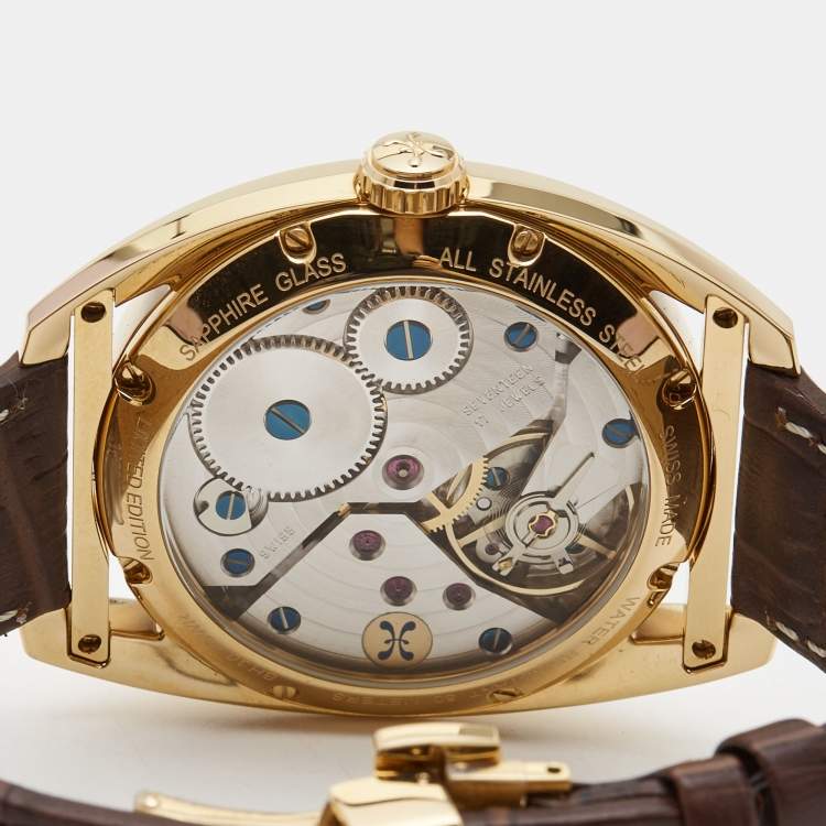 Pre Owned Bernhard H.Mayer Silver Rose Gold PVD Plated Stainless Steel Leather Mecanique BH30/CWR Men's Wristwatch 44 mm