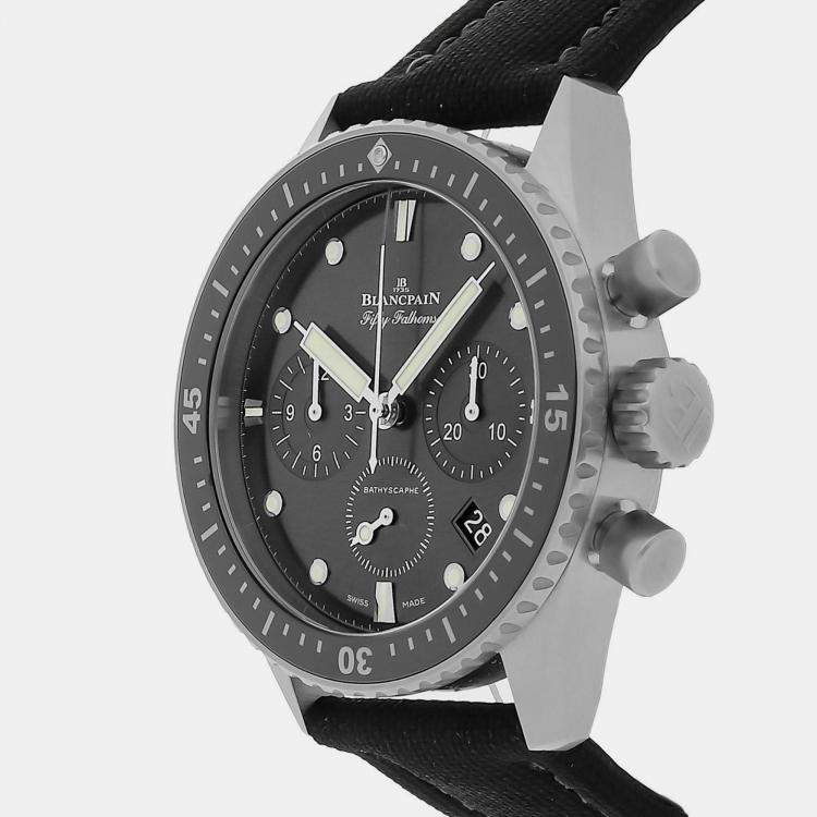 Pre Owned Blancpain Fifty Fathoms Bathyscaphe Flyback Chronograph 5200-1110-B52A Automatic Black Stainless Steel Men’s Wristwatch 43mm