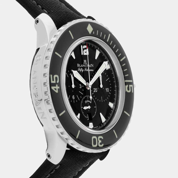 Pre Owned Blancpain Fifty Fathoms Chronograph Flyback 5085F-1130-52B Automatic Stainless Steel Black Dial Men's Wristwatch 45mm