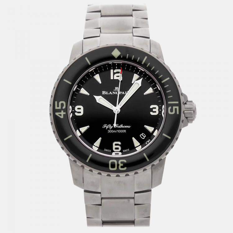 Pre Owned Blancpain Fifty Fathoms 5010-12B30-98S Automatic Black Titanium Men’s Wristwatch 42 mm