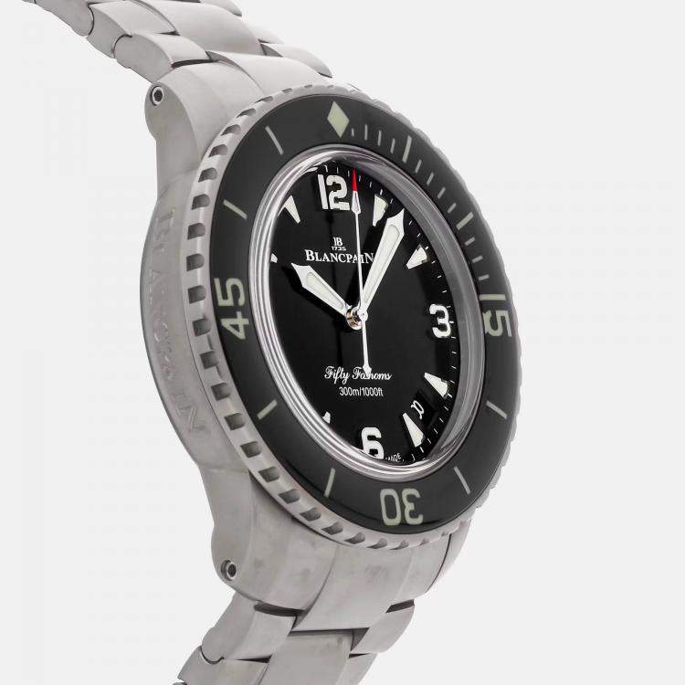 Pre Owned Blancpain Fifty Fathoms 5010-12B30-98S Automatic Black Titanium Men’s Wristwatch 42 mm