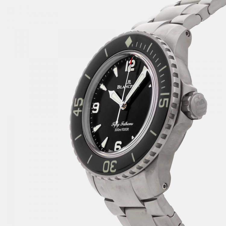Pre Owned Blancpain Fifty Fathoms 5010-12B30-98S Automatic Black Titanium Men’s Wristwatch 42 mm