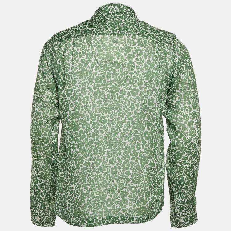 Pre Owned Bode Green Print Rayon Full Sleeve Shirt S/M