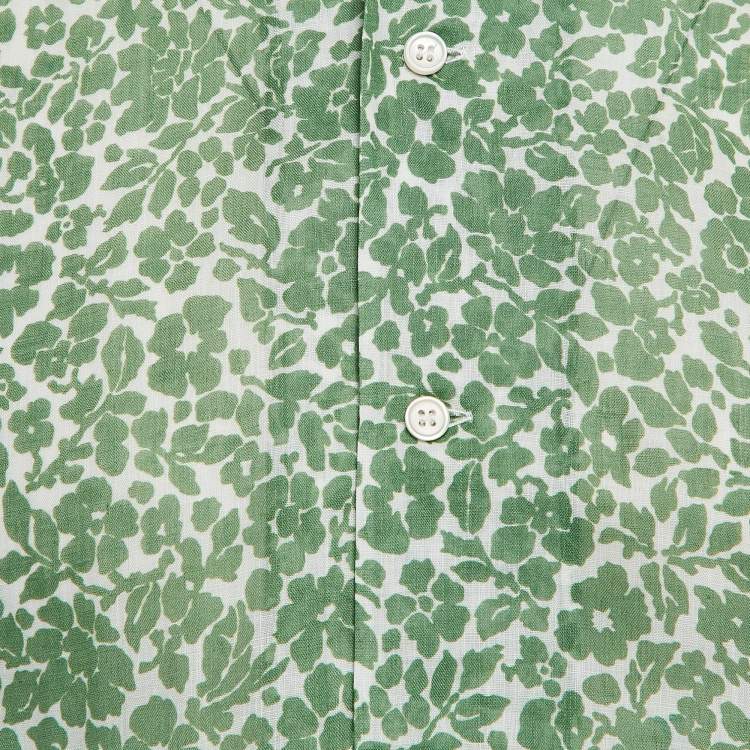 Pre Owned Bode Green Print Rayon Full Sleeve Shirt S/M