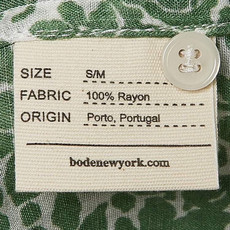 Pre Owned Bode Green Print Rayon Full Sleeve Shirt S/M