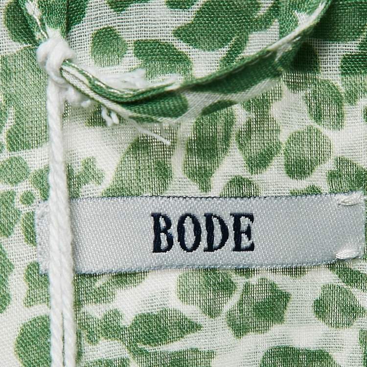Pre Owned Bode Green Print Rayon Full Sleeve Shirt S/M