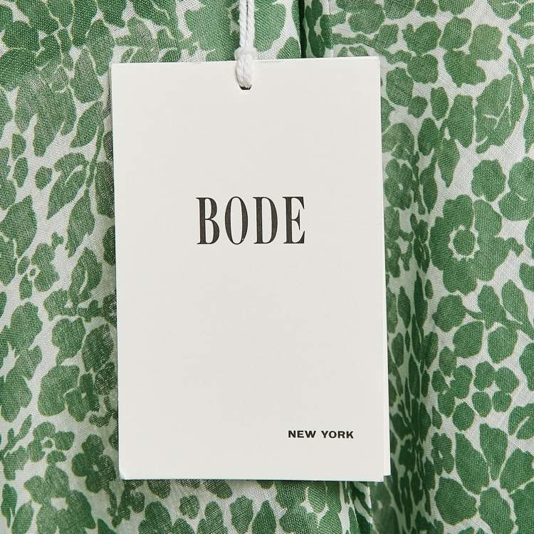 Pre Owned Bode Green Print Rayon Full Sleeve Shirt S/M