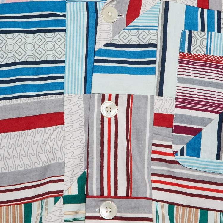 Pre Owned Bode Multicolor Printed Cotton Patch Work Shirt S